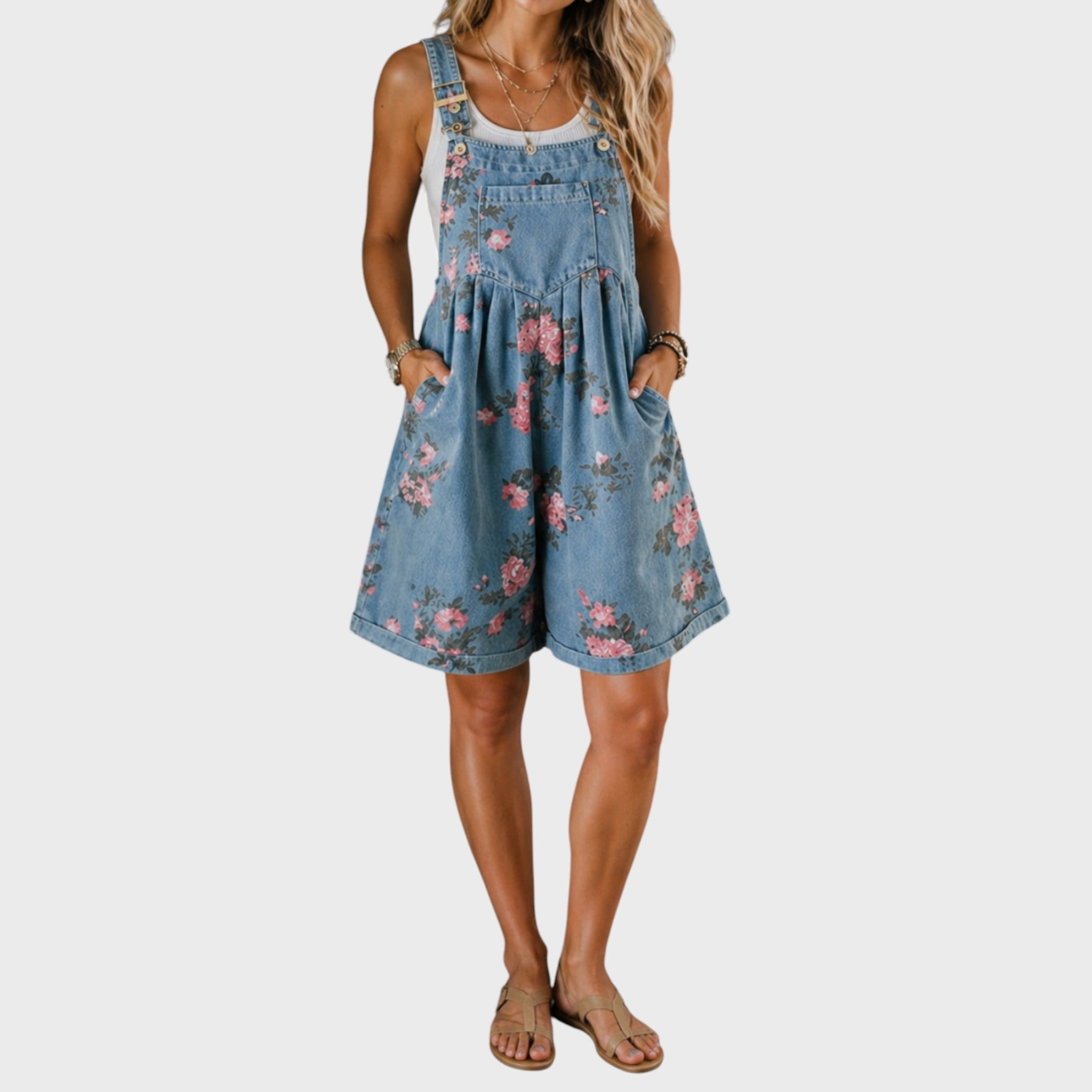 Marian | Floral Denim Overall