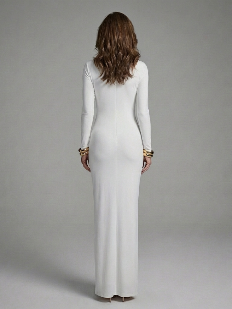 Cecily | High-Neck Maxi Dress with Long Sleeves