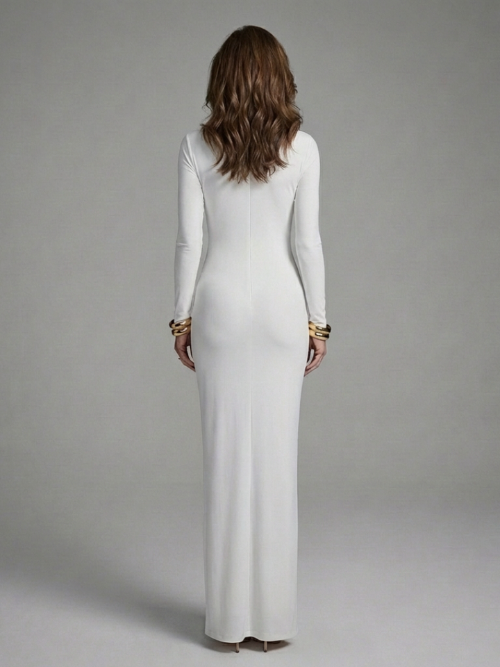 Cecily | High-Neck Maxi Dress with Long Sleeves