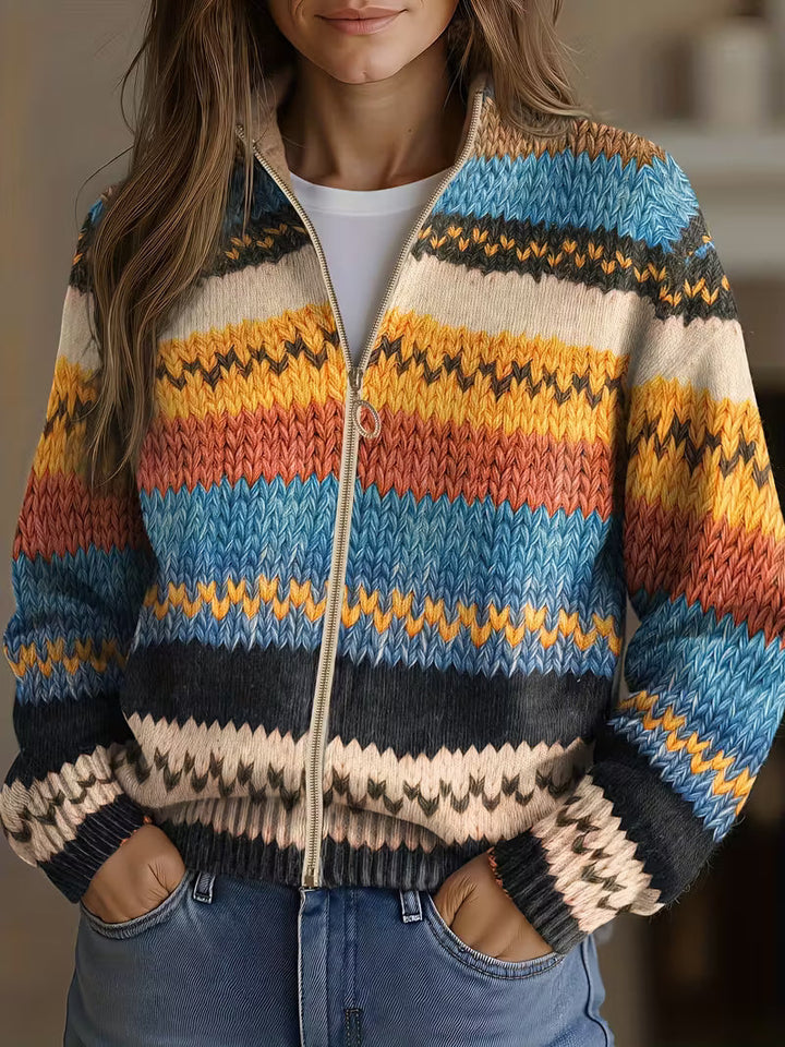 Madison | Multicolor Zigzag Knit Cardigan
