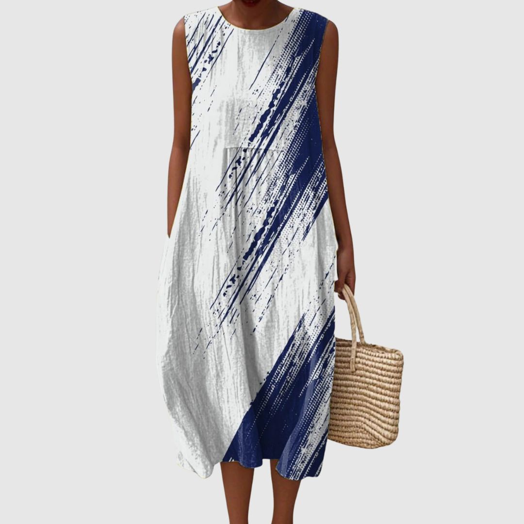 Alexandra | Women's Abstract Pattern Art Print Sleeveless Pocket Wrap Dress