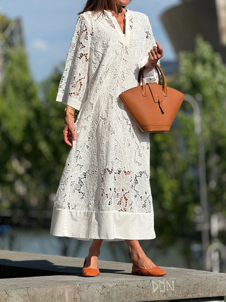 Aimee | Comfy Lace Midi Dress