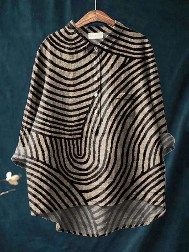 Maegan | Women's Circular Line Pattern Print Casual Shirt