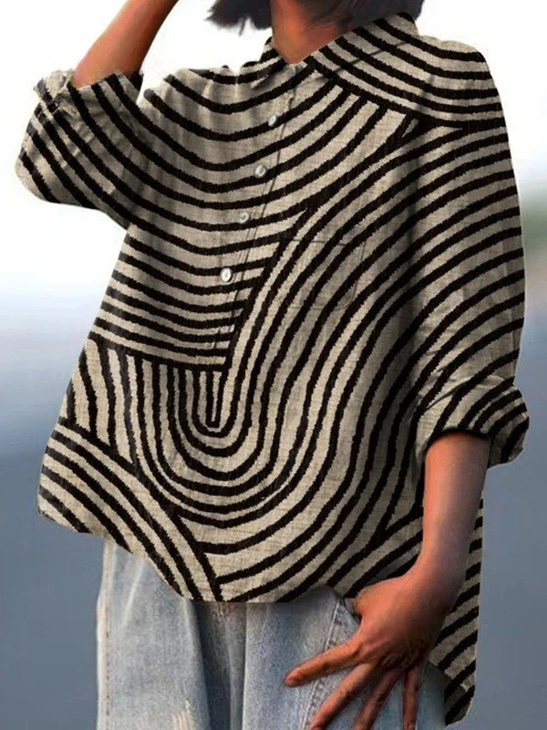Maegan | Women's Circular Line Pattern Print Casual Shirt