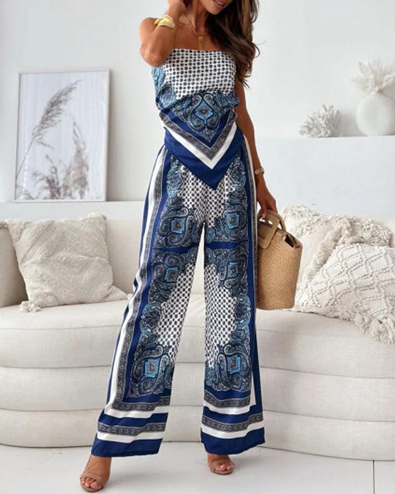 Helen | Elegant High-Waisted Summer Set with Pants