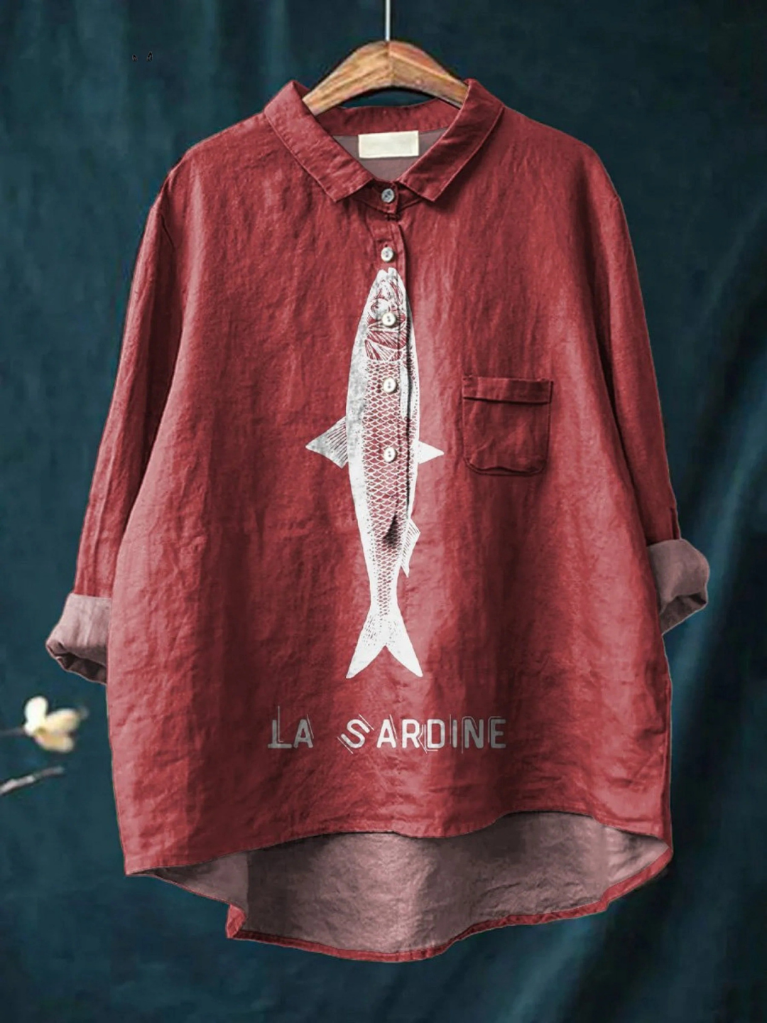 Sophia | Sardine Fish Graphic Printed Women's Casual Shirt