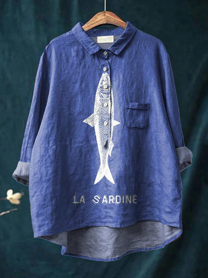 Sophia | Sardine Fish Graphic Printed Women's Casual Shirt