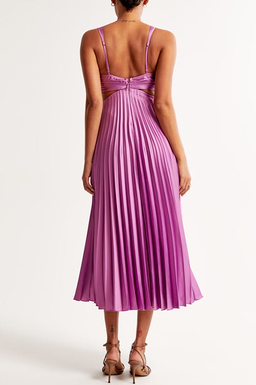Eva | Cut Out Waist Sleeveless Pleated Maxi Dress