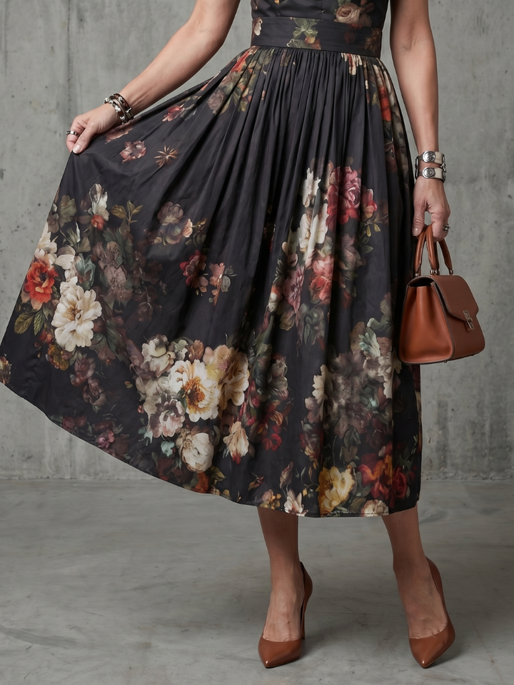 Monika | Midi Floral Pleated Dress