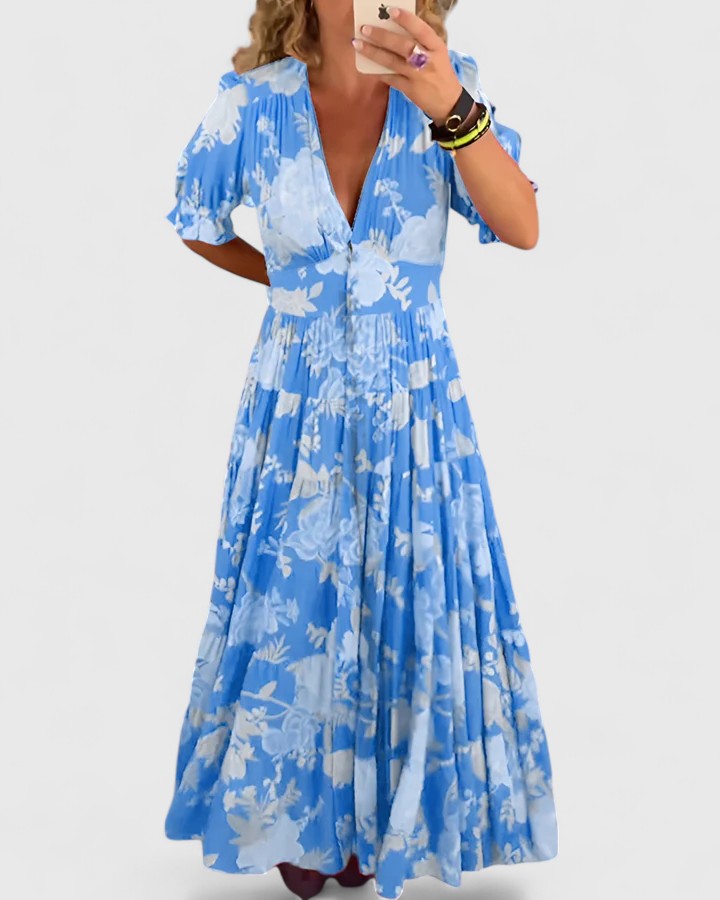Minea | Elegant Floral V-neck Dress