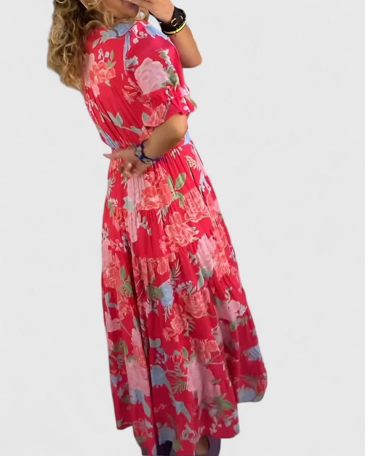 Minea | Elegant Floral V-neck Dress