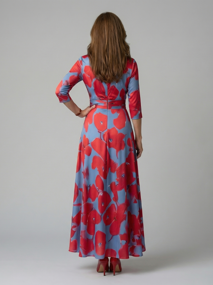 Sophia | Midi Dress with Cross Neckline