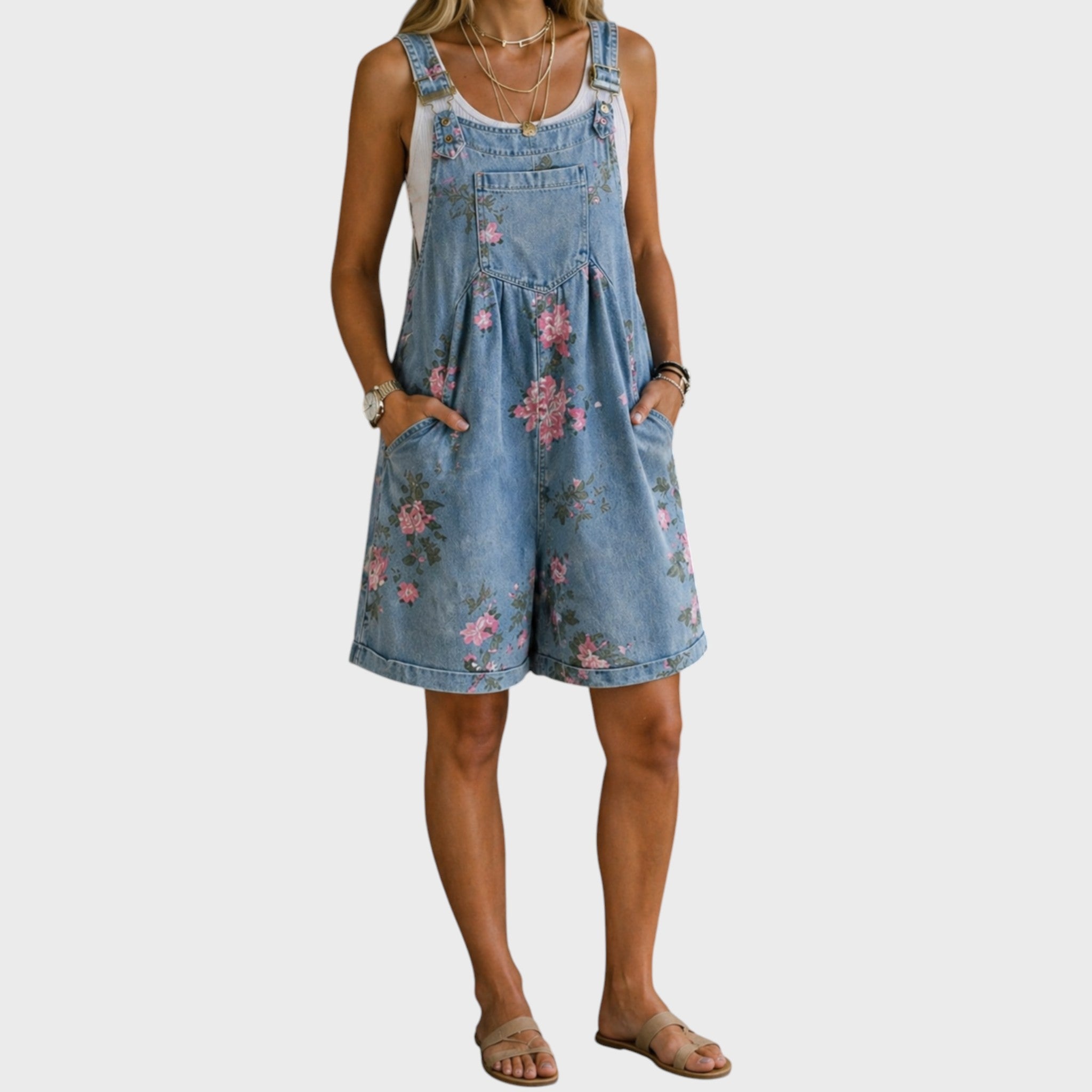 Marian | Floral Denim Overall