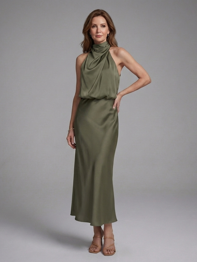 Emmeline | Midi Dress with Halter Neckline