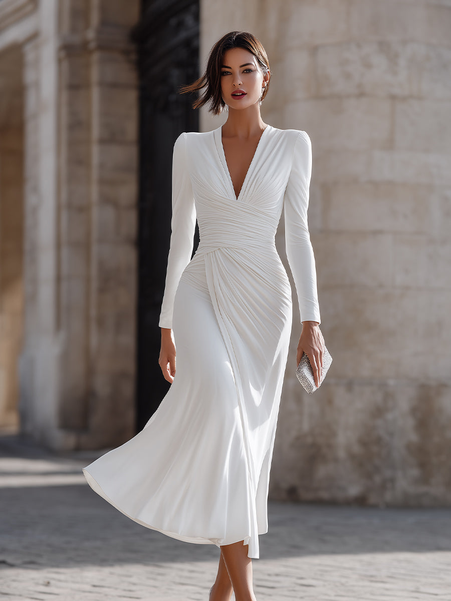 Victoria | Midi Dress with a V-neckline