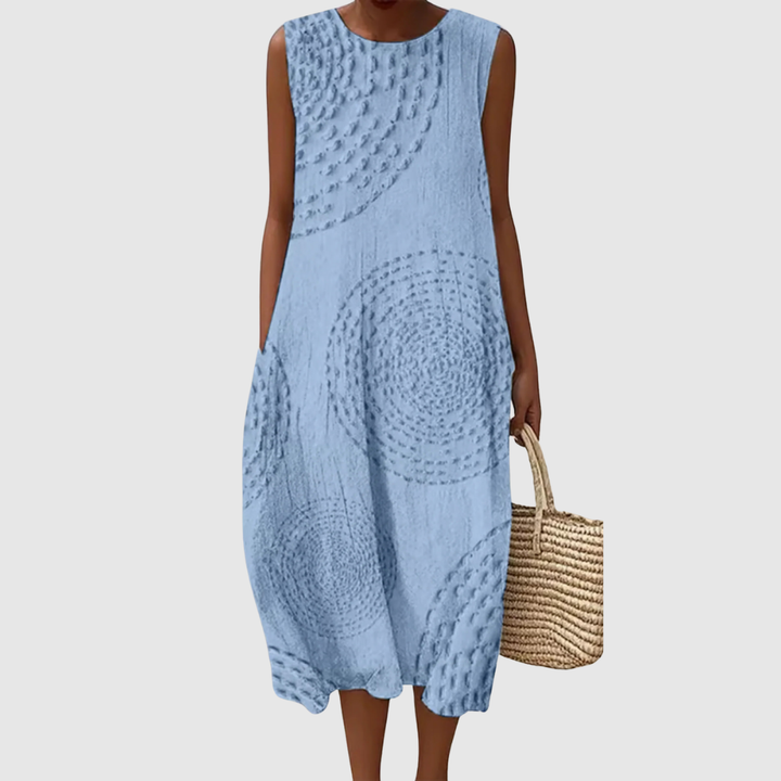 Matilda | Women's Vintage Abstract Geometric Art Print Sleeveless Pocket Wrap Dress