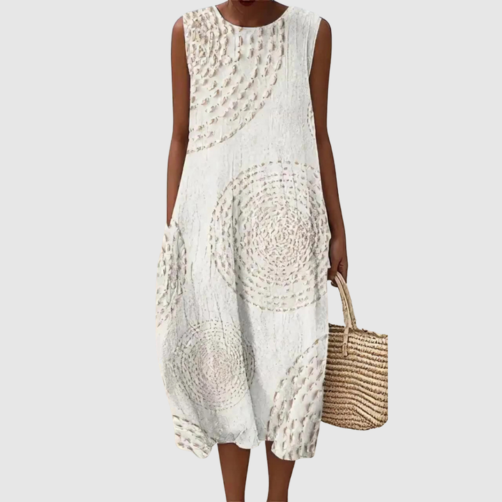 Matilda | Women's Vintage Abstract Geometric Art Print Sleeveless Pocket Wrap Dress
