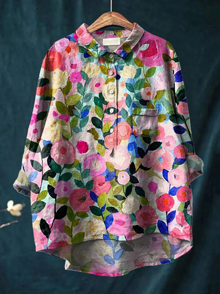 Lea | Colourful Spring Floral Garden Printed Women's Casual Shirt
