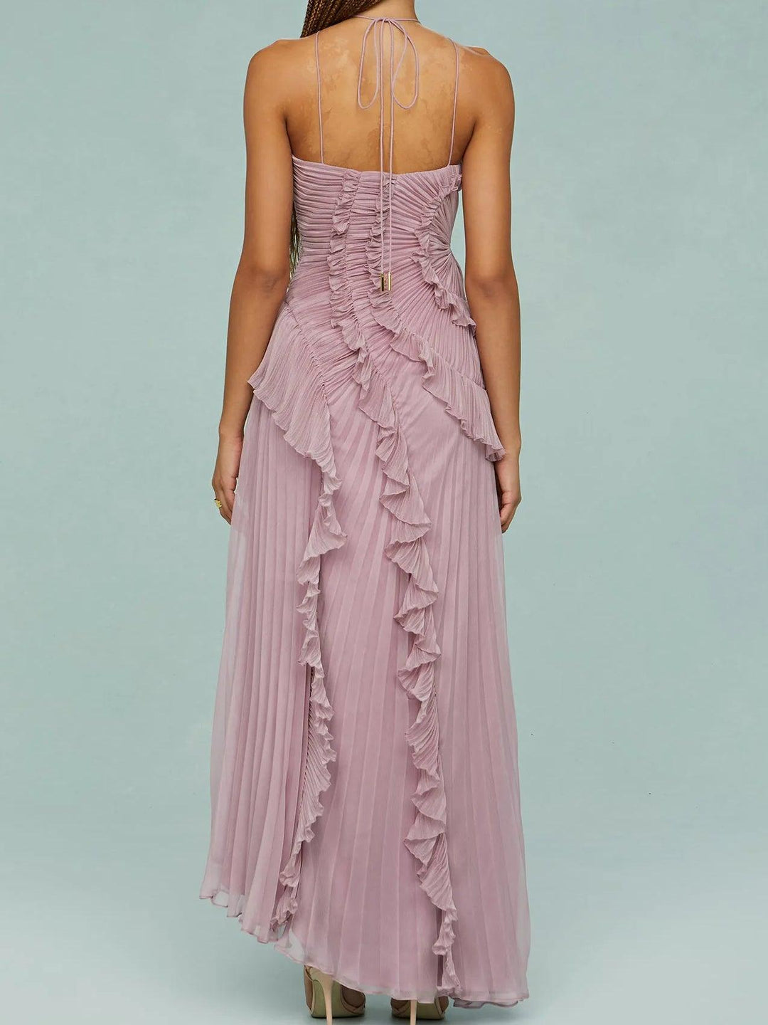 Maria | Long Dress with Pleated Straps and Slits