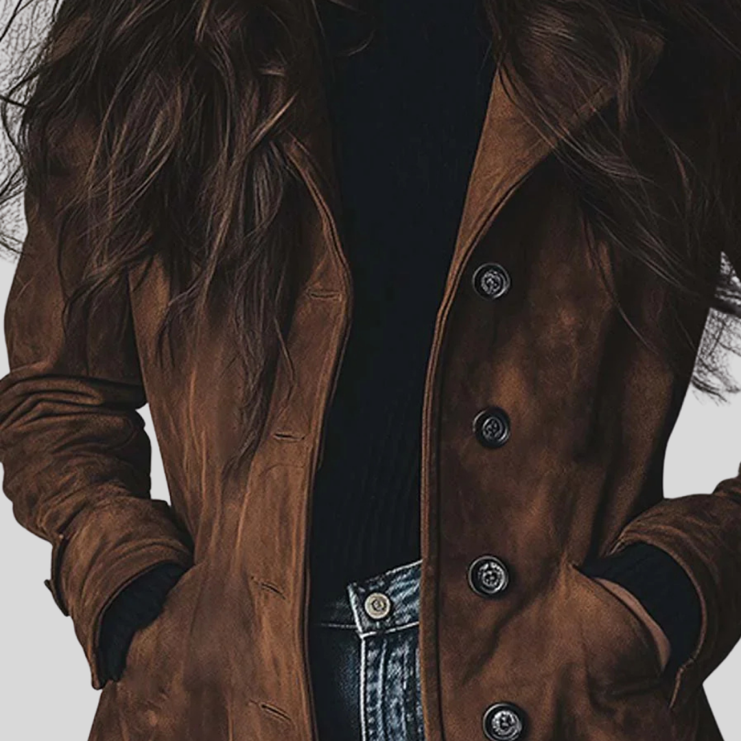 Teresa | Vintage-style Suede Trench Coat