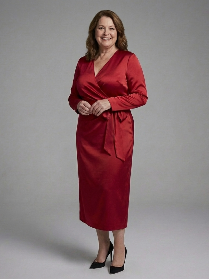 Estelle | Long-Sleeve Midi Dress with Side Closure