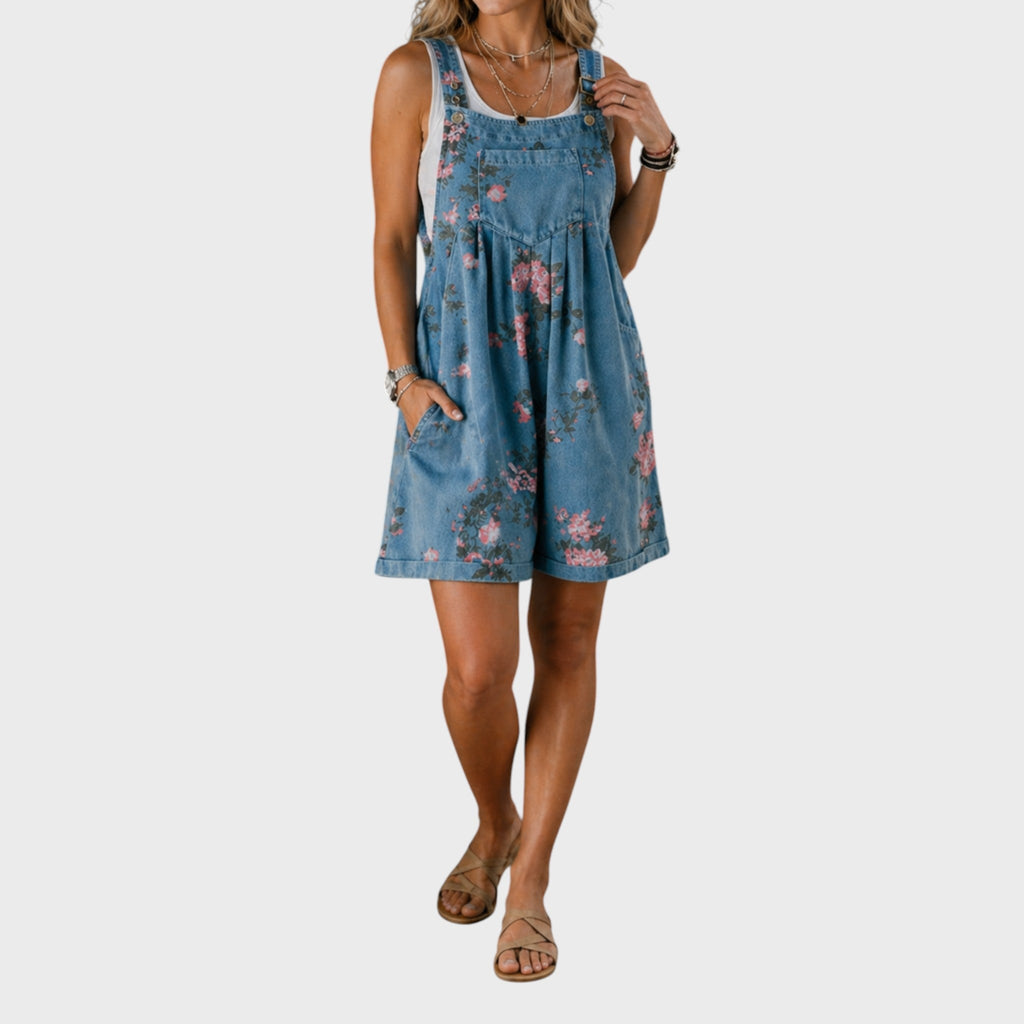 Marian | Floral Denim Overall