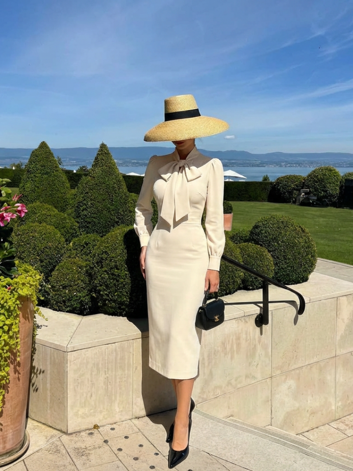 Cerys | Fitted Midi Dress with Long Sleeves