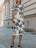 Amanda | Midi Dress in Botanical Print