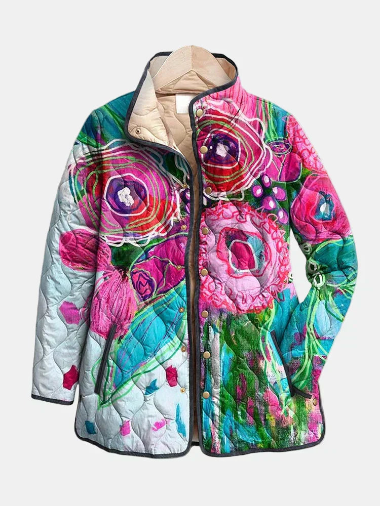 Amaya | Vintage Floral Print Quilted Jacket