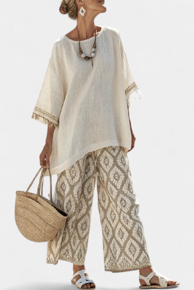 Alverra | Sophisticated Top & Casual Trousers Set