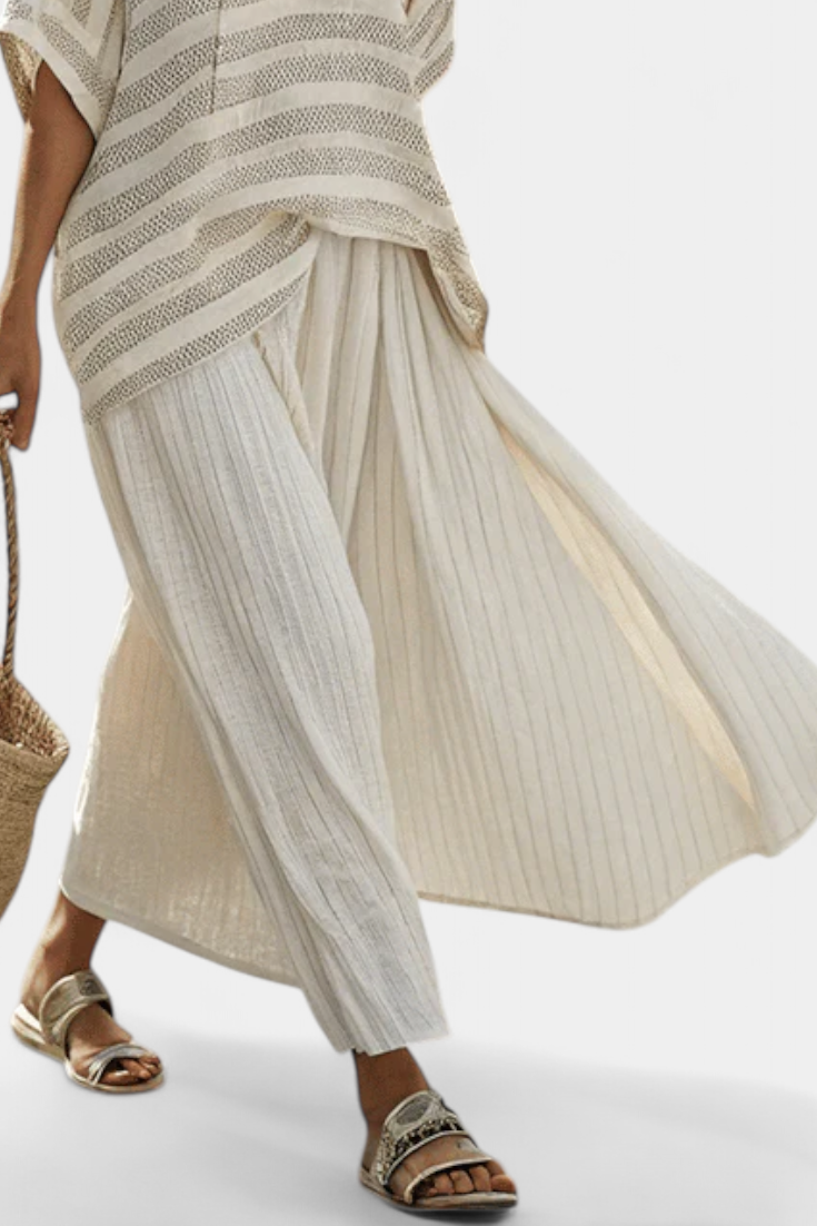 Graziella | Natural Bamboo Striped Top and Fluid Pants