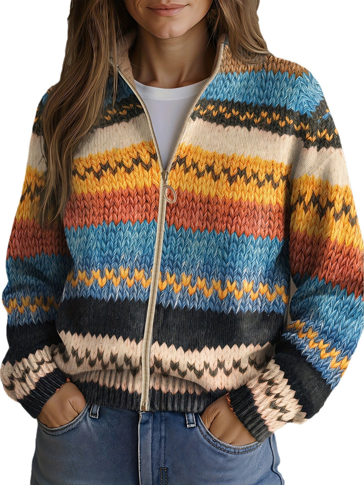 Madison | Multicolor Zigzag Knit Cardigan