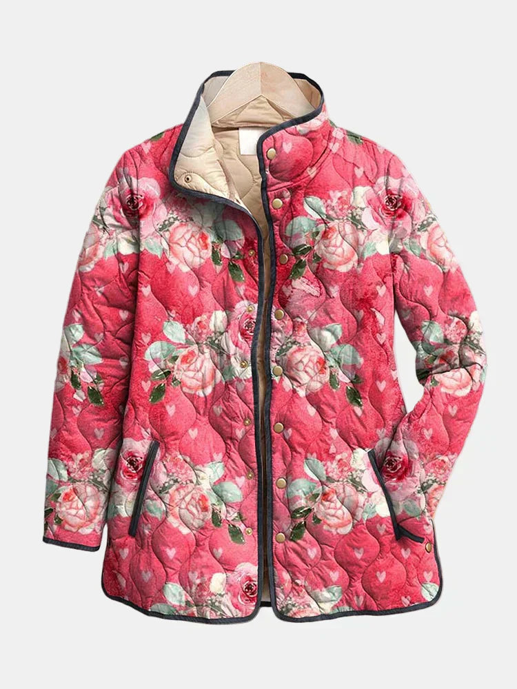 Amaya | Vintage Floral Print Quilted Jacket