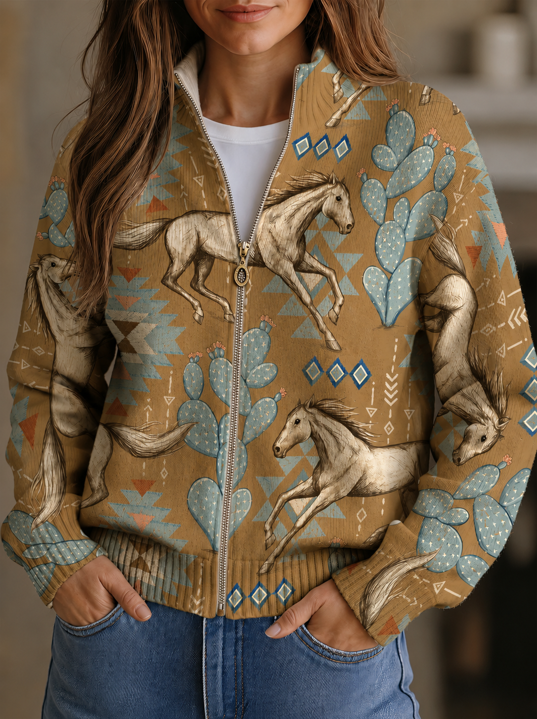 Sarah | Desert Horse Cactus Cardigan