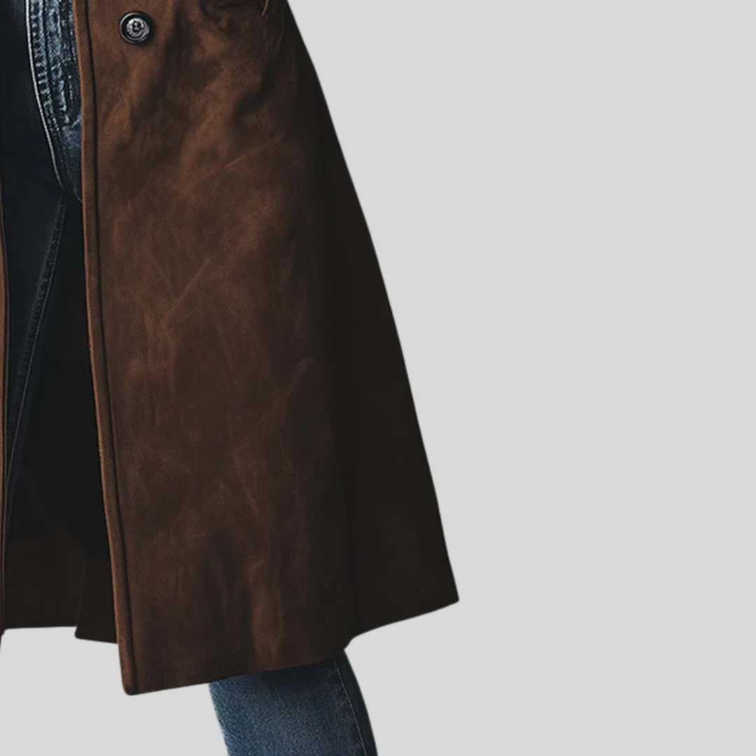 Teresa | Vintage-style Suede Trench Coat