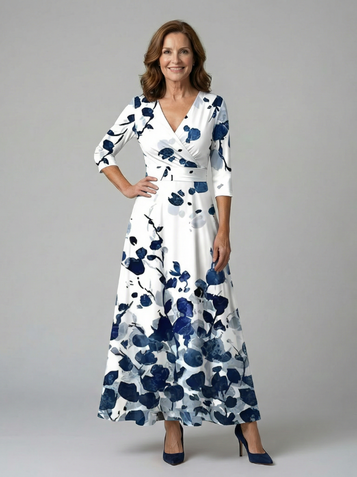 Sophia | Midi Dress with Cross Neckline