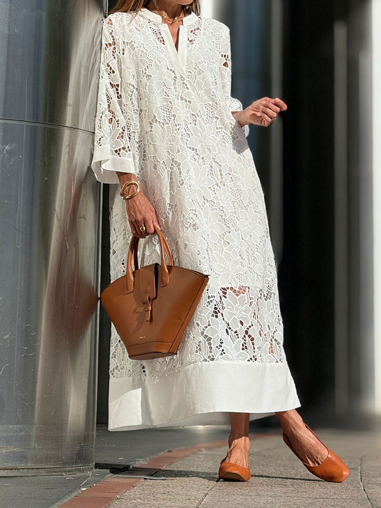 Aimee | Comfy Lace Midi Dress