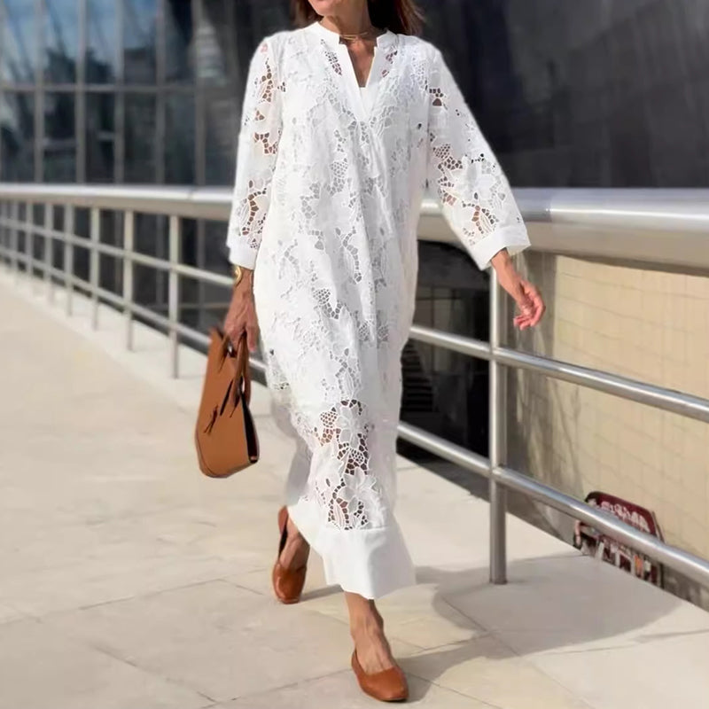 Aimee | Comfy Lace Midi Dress