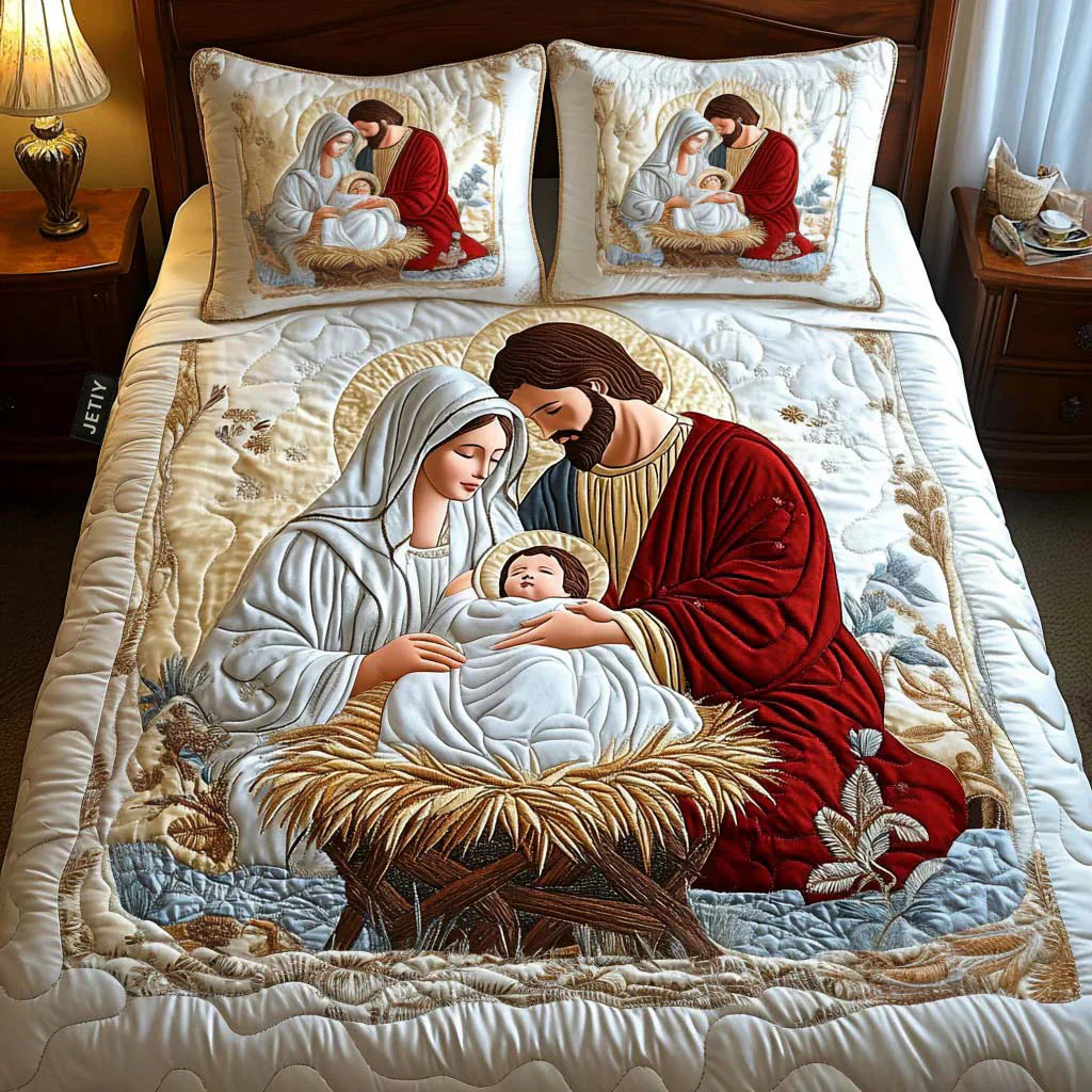 3-Piece Quilted Bedding Set - Holy Night