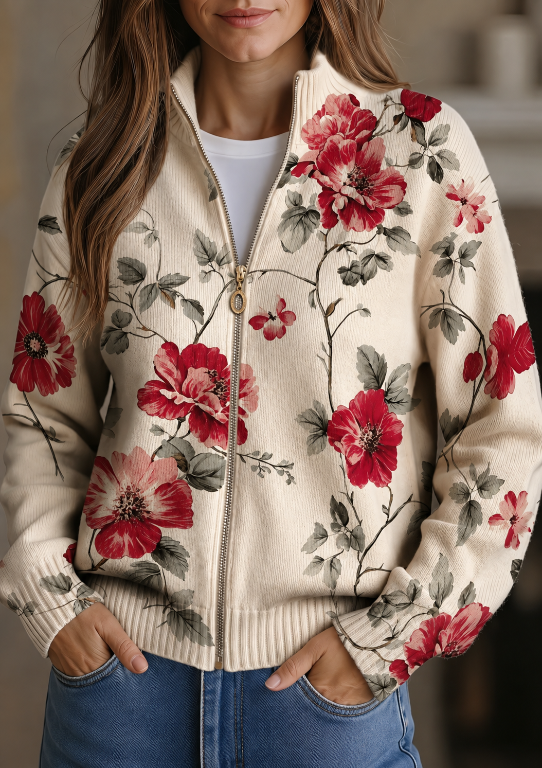 Rachel | Vintage Rose Print Cardigan