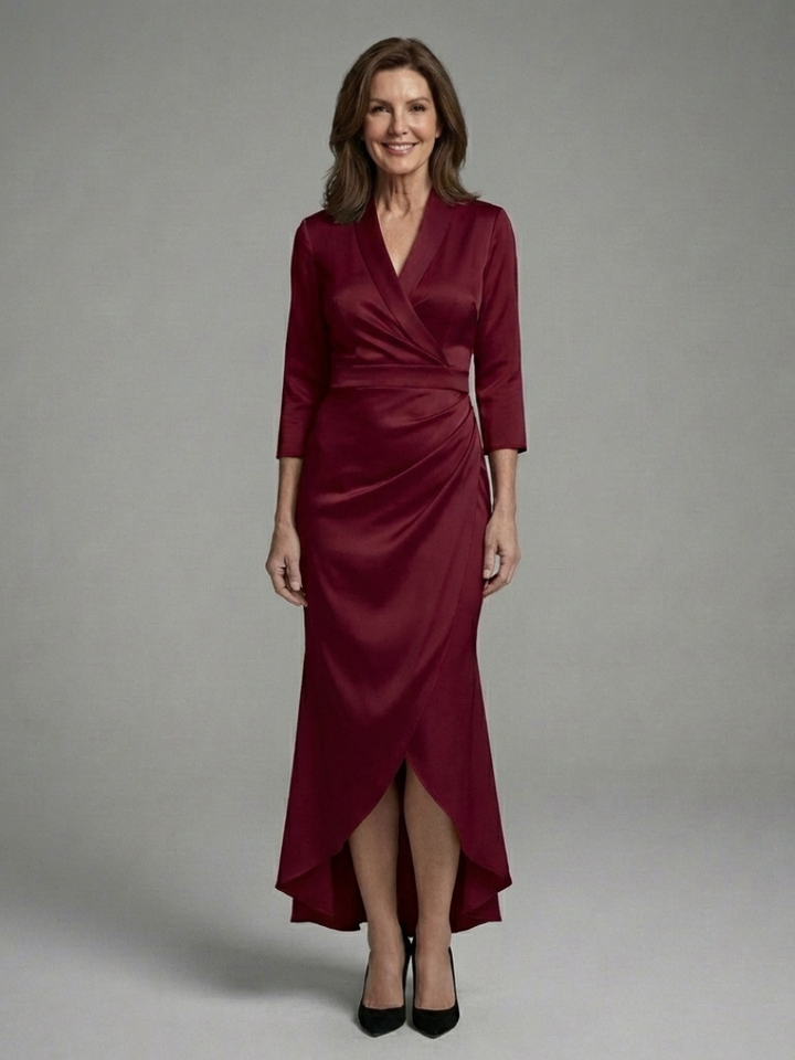 Coralie | Long-Sleeve Midi Dress with Front Closure