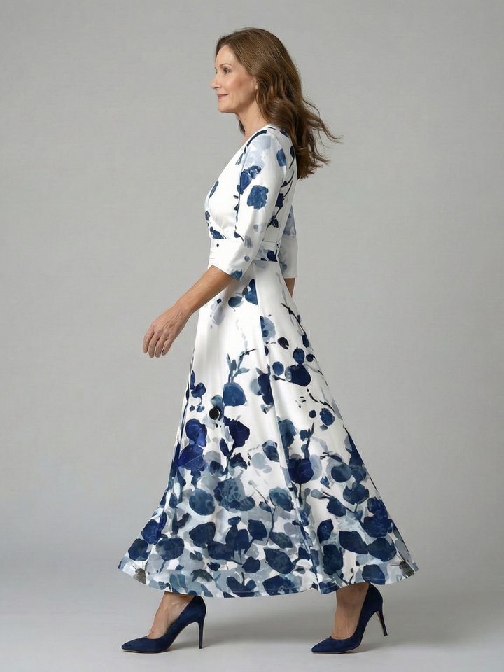 Sophia | Midi Dress with Cross Neckline