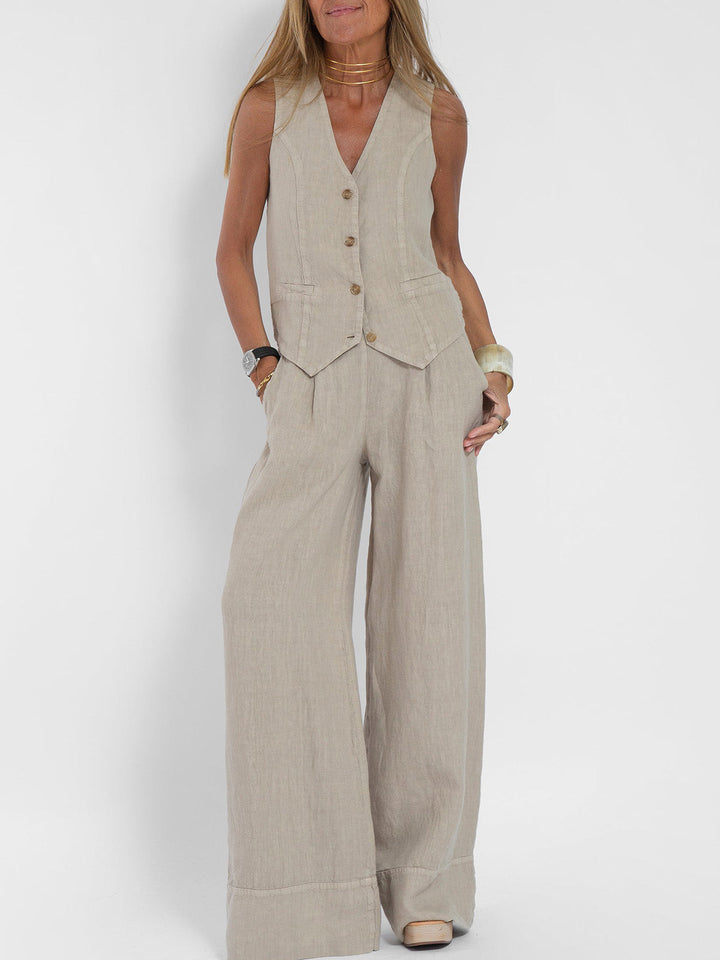 Aira | Elegant Two-piece Set with Vest and Wide-leg Trousers