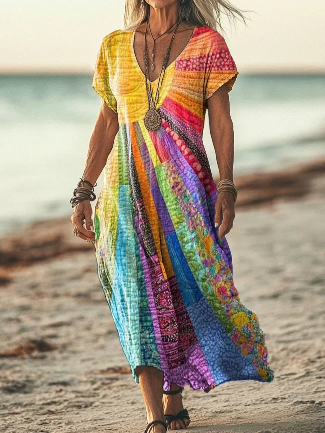 Monina | Colourful Sun Patchwork Dress