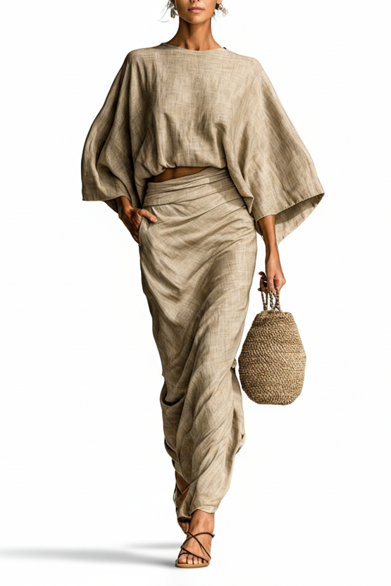 Camilla | Elegant linen set with long skirt