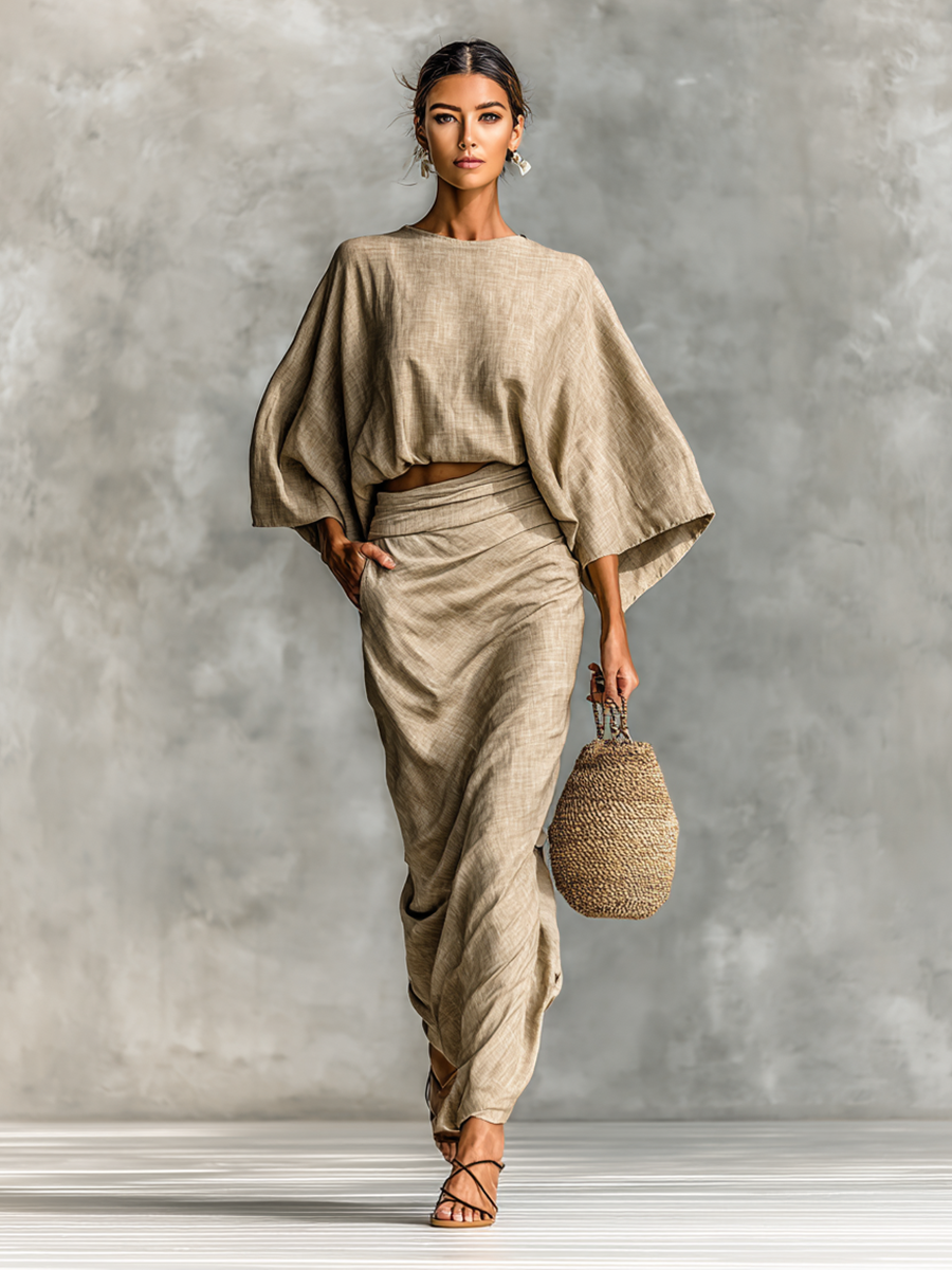 Camilla | Elegant linen set with long skirt