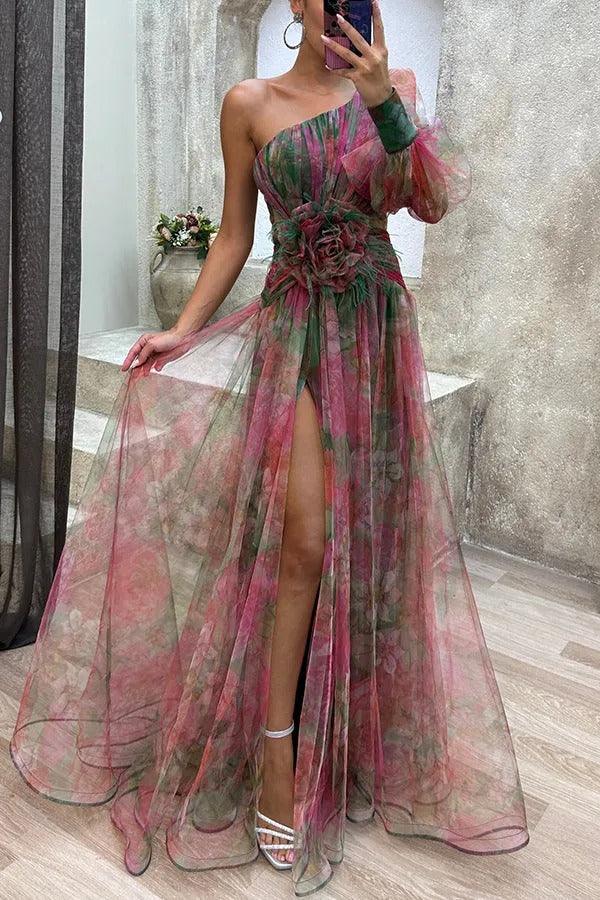 Marta | Summer Maxi Dress in Floral Print with Pleated Hem