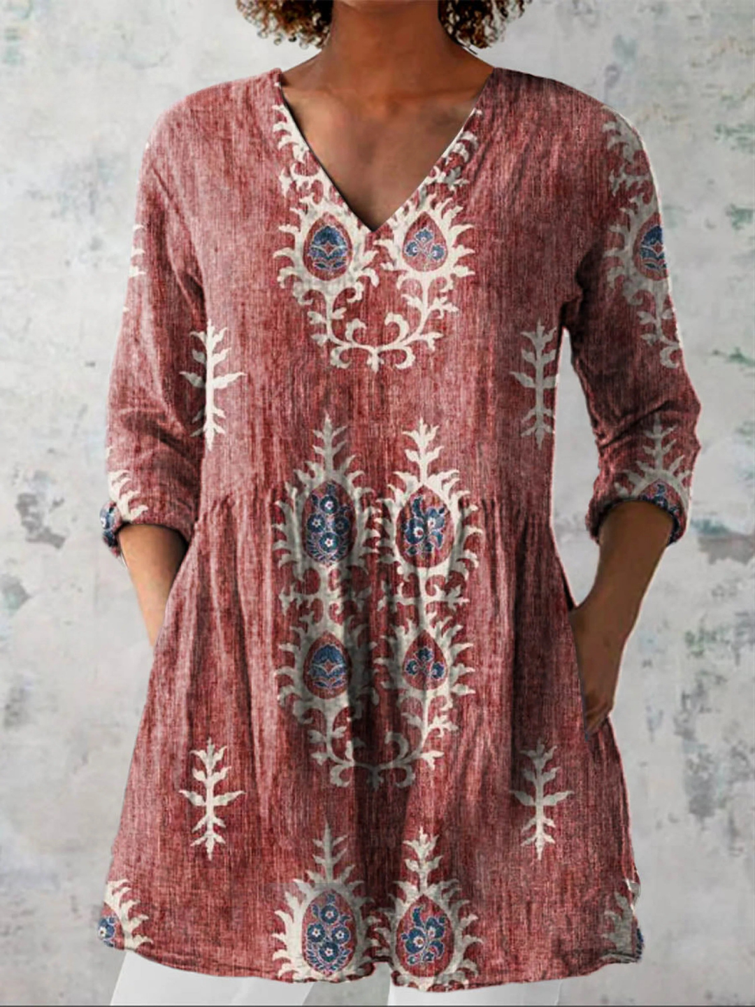 Maeve | Long V-neck Blouse
