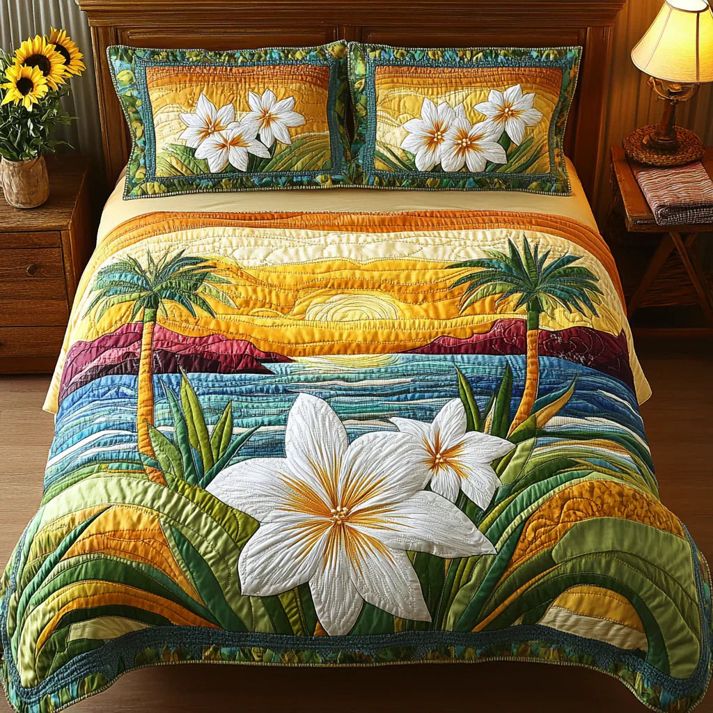 3-Piece Quilted Bedding Set - Aloha Spirit