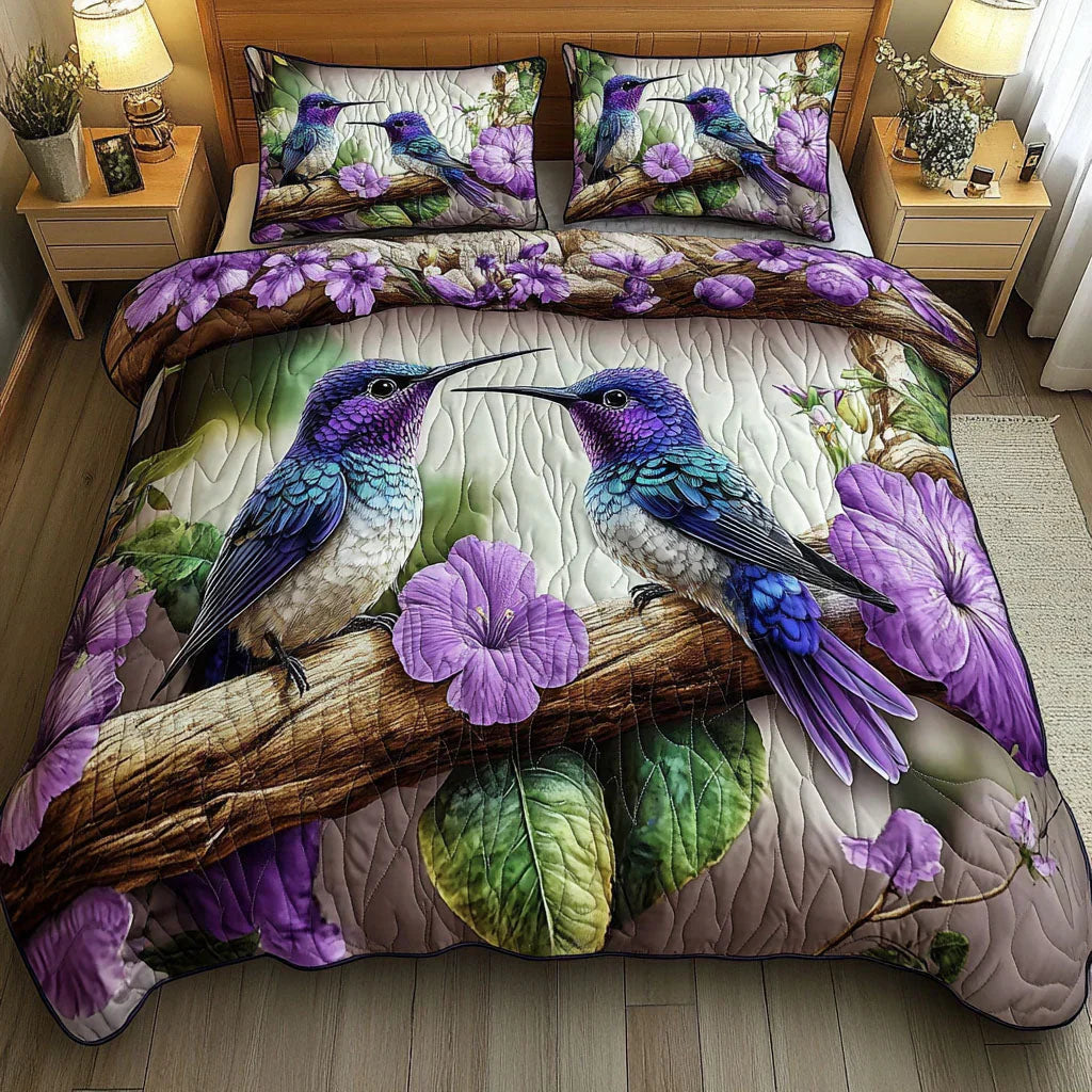 3-Piece Quilted Bedding Set - Bird Sanctuary